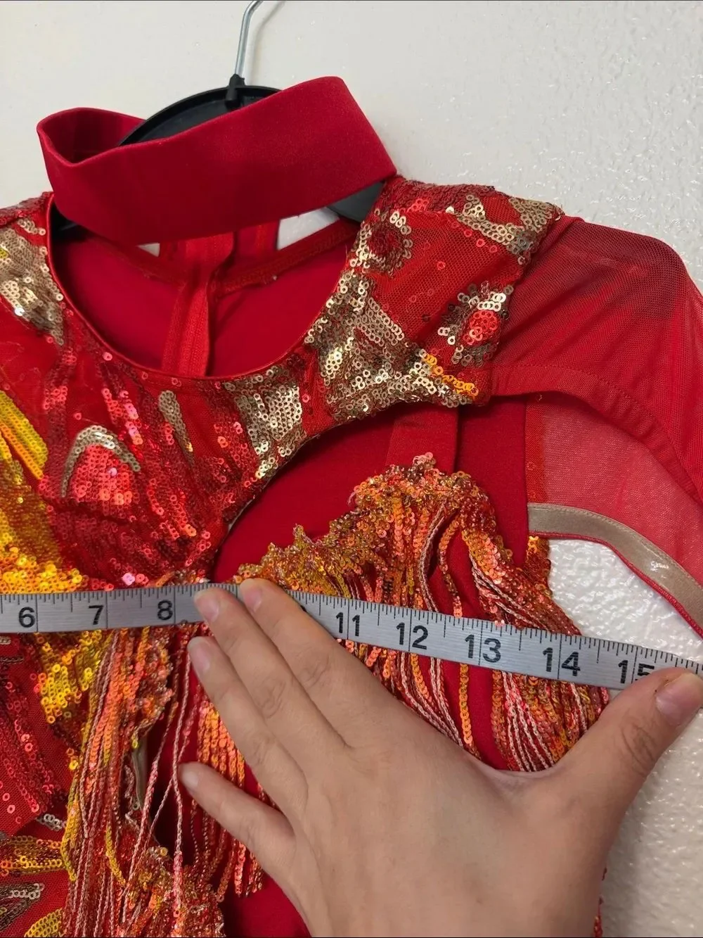 Tenth House fire solo Dance costume red jazz fringe edgy IMPULSE TH24167 SA adul